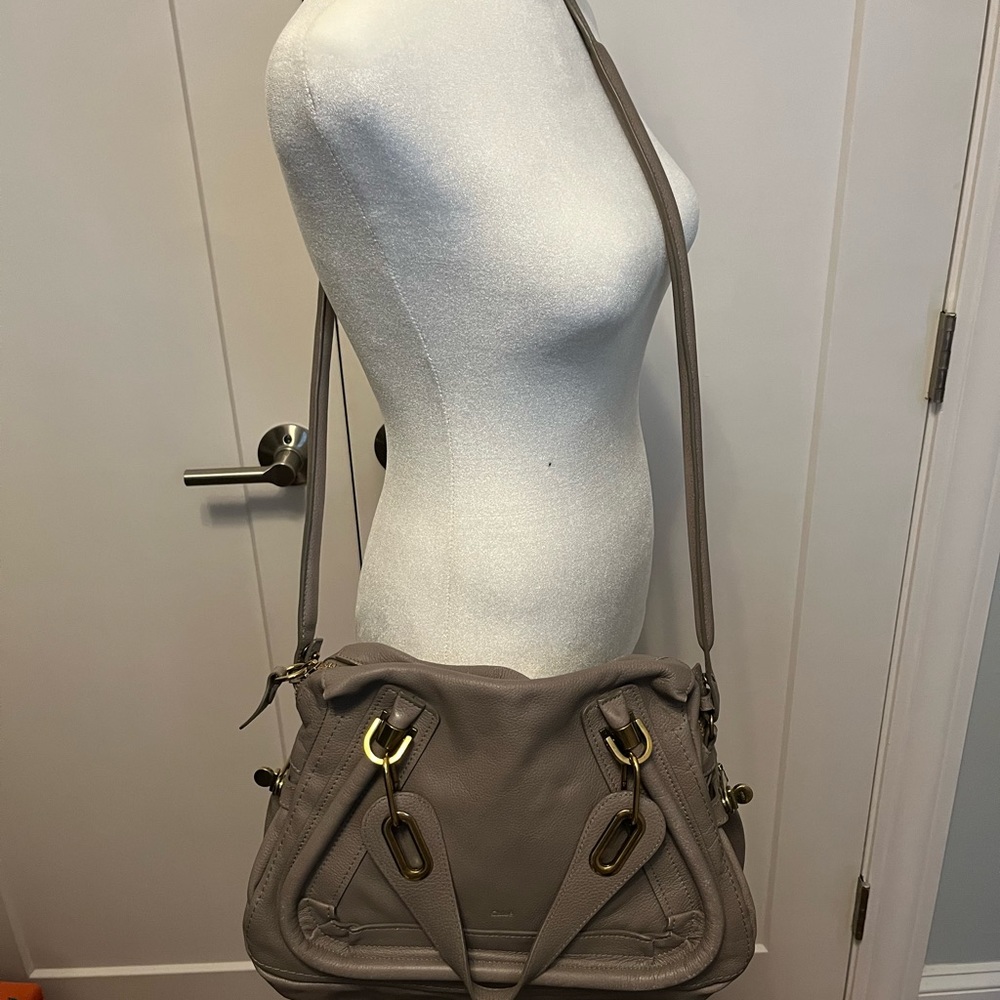 Chloe grey leather Porte Epaule crossbody bag